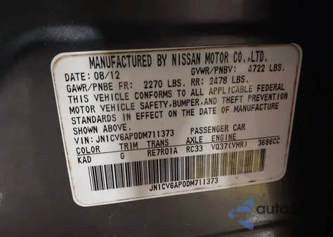 2013 Infiniti G37 Journey from USA, damaged, VIN JN1CV6AP0DM711373